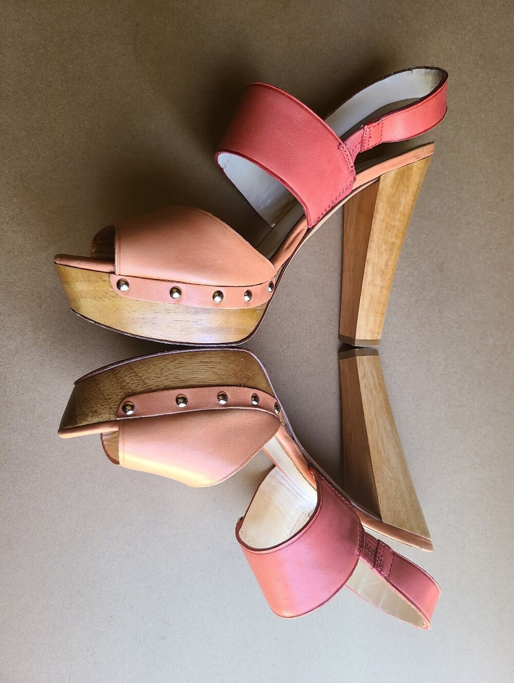 Coach Darcey Vachetta Platform Wood Heel Sandal (Pink/Coral) - Picture 6 of 16
